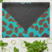 Dalmatiaans bruin en Blauwgroen afdrukken Theedoek (Gevouwen)