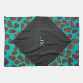 Dalmatiaans bruin en Blauwgroen afdrukken Theedoek (Horizontaal)