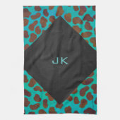 Dalmatiaans bruin en Blauwgroen afdrukken Theedoek (Verticaal)