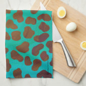 Dalmatiaans bruin en Blauwgroen afdrukken Theedoek (Quarter Fold)