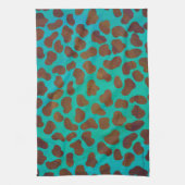 Dalmatiaans bruin en Blauwgroen afdrukken Theedoek (Verticaal)