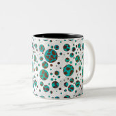 Dalmatiaans bruin en Blauwgroen afdrukken Tweekleurige Koffiemok (Voorkant rechts)