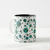Dalmatiaans bruin en Blauwgroen afdrukken Tweekleurige Koffiemok (Voorkant links)