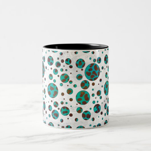 Dalmatiaans bruin en Blauwgroen afdrukken Tweekleurige Koffiemok (Center)