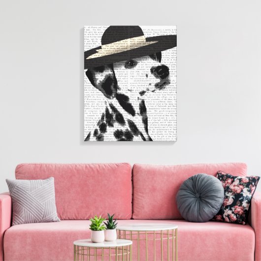 Dalmatiaans en Brimmed Black Pet Canvas Afdruk (Insitu (Woonkamer))