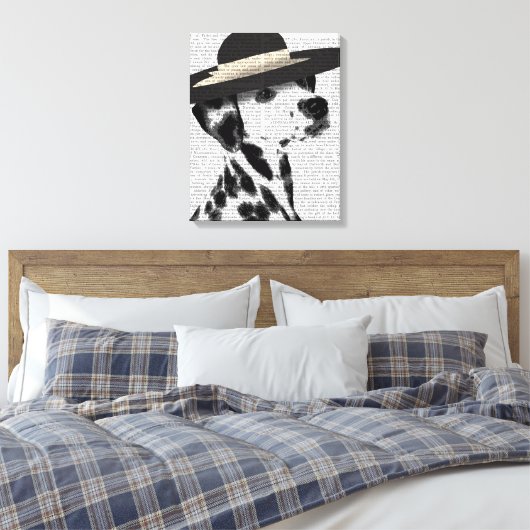 Dalmatiaans en Brimmed Black Pet Canvas Afdruk (Insitu (Slaapkamer))