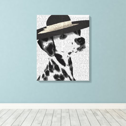 Dalmatiaans en Brimmed Black Pet Canvas Afdruk (Insitu (Houten vloer))