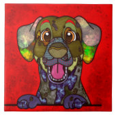 Dalmatiaans lelijk hondengezicht tegeltje (Voorkant)