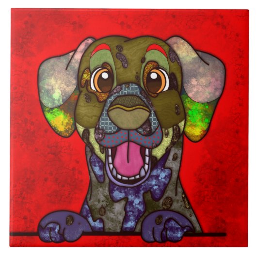 Dalmatiaans lelijk hondengezicht tegeltje (Voorkant)