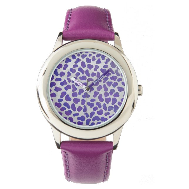 Dalmatiaans Paars en wit afdrukken Horloge (Voorkant)
