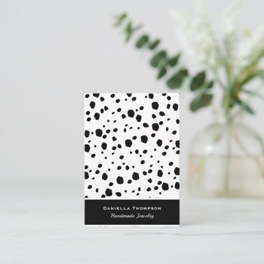 Dalmatiaans printpatroon — juwelen oormerk visitekaartje (Staand voorkant)