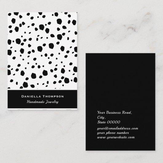 Dalmatiaans printpatroon — juwelen oormerk visitekaartje (Voorkant / Achterkant)
