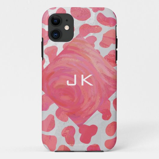 Dalmatiaans Roze en Wit met Monogram Case-Mate iPhone Case (Achterkant)