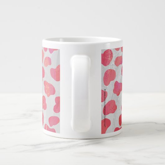 Dalmatiaans Roze en Wit met Monogram Grote Koffiekop (Achterkant)