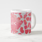 Dalmatiaans Roze en Wit met Monogram Grote Koffiekop (Voorkant rechts)
