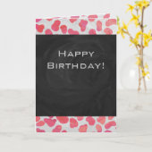 Dalmatiaans Roze en Wit met Monogram Kaart (Gele Bloem)