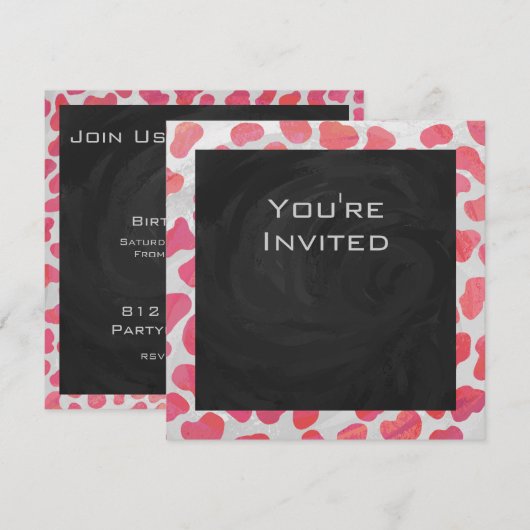 Dalmatiaans Roze en Wit met Monogram Kaart (Voorkant / Achterkant)