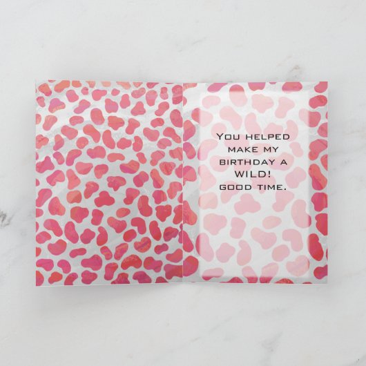 Dalmatiaans Roze en Wit met Monogram Kaart (Binnen)