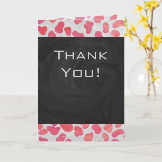 Dalmatiaans Roze en Wit met Monogram Kaart (Gele Bloem)