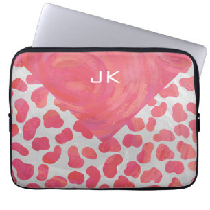 Dalmatiaans Roze en Wit met Monogram Laptop Sleeve
