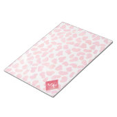 Dalmatiaans Roze en Wit met Monogram Notitieblok (Schuin)