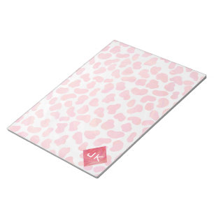 Dalmatiaans Roze en Wit met Monogram Notitieblok