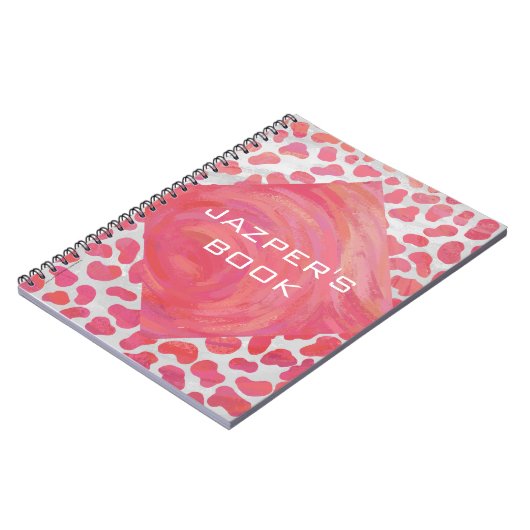 Dalmatiaans Roze en Wit met Monogram Notitieboek (Linkerzijde)