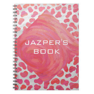 Dalmatiaans Roze en Wit met Monogram Notitieboek