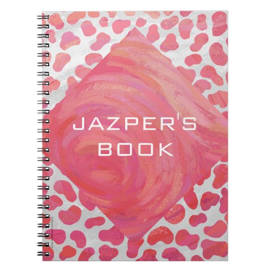 Dalmatiaans Roze en Wit met Monogram Notitieboek (Voorkant)