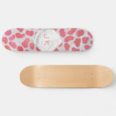 Dalmatiaans Roze en Wit met Monogram Persoonlijk Skateboard (Horizontaal)