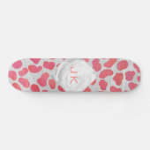 Dalmatiaans Roze en Wit met Monogram Persoonlijk Skateboard (Horizontaal)