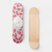 Dalmatiaans Roze en Wit met Monogram Persoonlijk Skateboard (Voorkant)