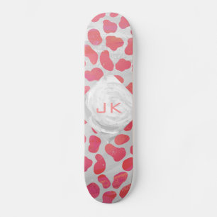 Dalmatiaans Roze en Wit met Monogram Persoonlijk Skateboard