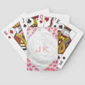 Dalmatiaans Roze en Wit met Monogram Pokerkaarten (Achterkant)