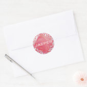 Dalmatiaans Roze en Wit met Monogram Ronde Sticker (Envelop)