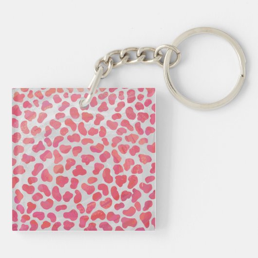 Dalmatiaans Roze en Wit met Monogram Sleutelhanger (Achterkant)