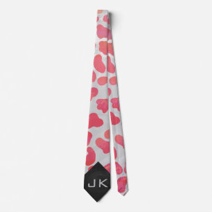 Dalmatiaans Roze en Wit met Monogram Stropdas