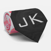 Dalmatiaans Roze en Wit met Monogram Stropdas (Opgerold)
