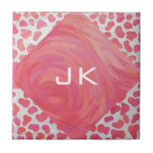 Dalmatiaans Roze en Wit met Monogram Tegeltje (Voorkant)