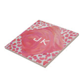 Dalmatiaans Roze en Wit met Monogram Tegeltje (Zijkant)