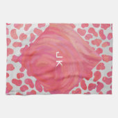 Dalmatiaans Roze en Wit met Monogram Theedoek (Horizontaal)
