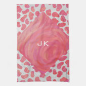 Dalmatiaans Roze en Wit met Monogram Theedoek (Verticaal)