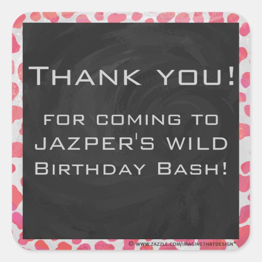 Dalmatiaans Roze en Wit met Monogram Vierkante Sticker (Voorkant)