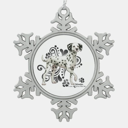 Dalmatiaans Tin Sneeuwvlok Ornament (Voorkant)