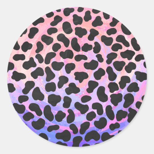 Dalmatiaans zwart-roze afdrukken ronde sticker (Voorkant)