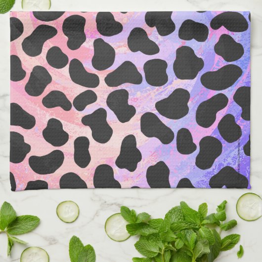 Dalmatiaans zwart-roze afdrukken theedoek (Gevouwen)