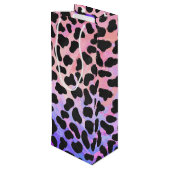 Dalmatiaans zwart-roze afdrukken wijn cadeautas (Achterkant Gekanteld)