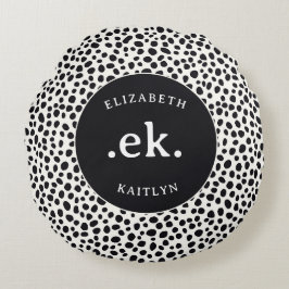 Dalmatiaanse Hond Abstract Patroon Monogram Rond Kussen