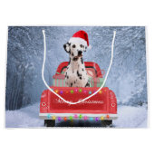 Dalmatiaanse hond op sneeuw in kerstmis groot cadeauzakje (Voorkant)