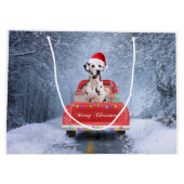 Dalmatiaanse hond op sneeuw in kerstmis groot cadeauzakje (Achterkant)
